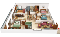3 BHK Premium floor plan — Godrej Kukatpally